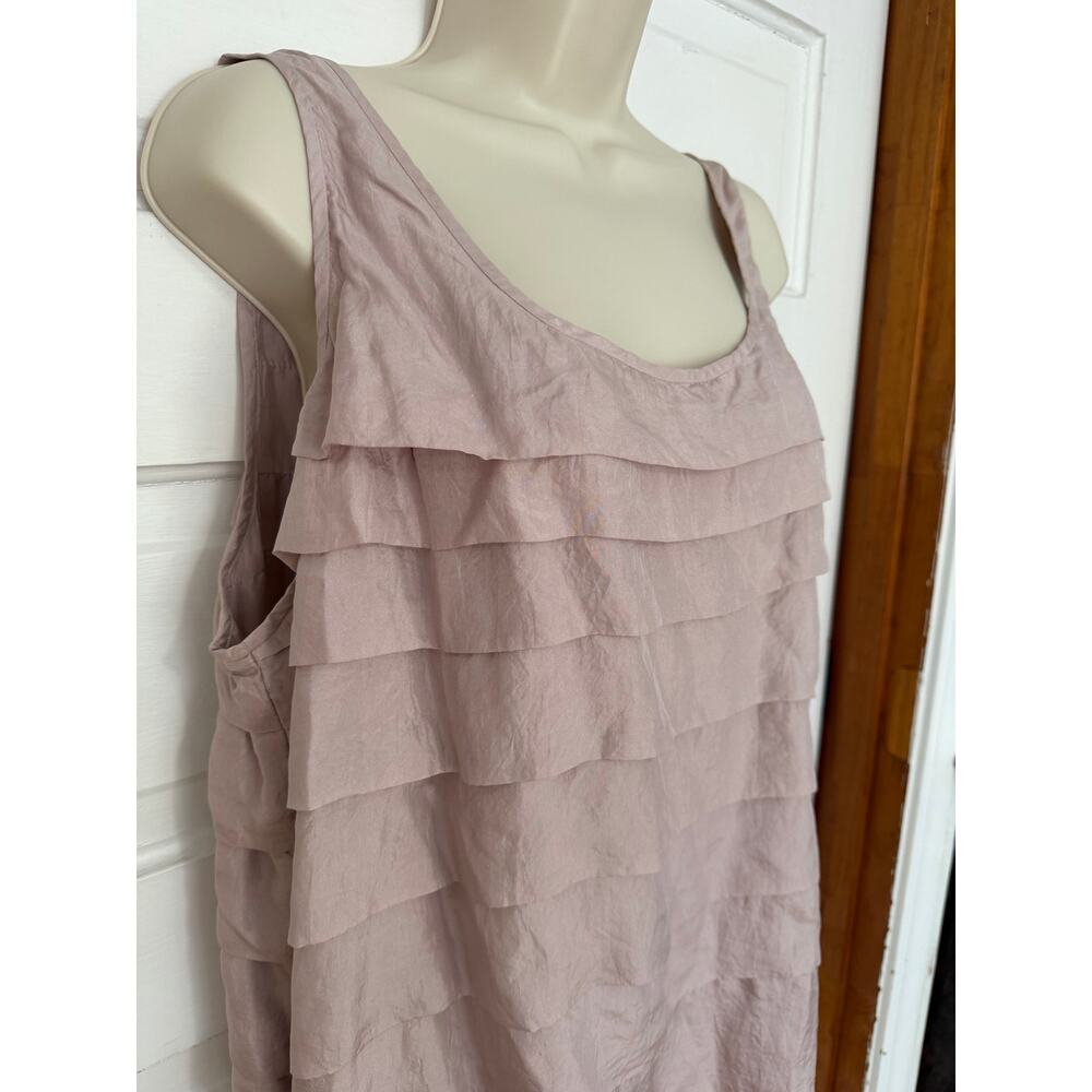 Eileen Fisher Ruffle Top 100% Silk Sleeveless Lavender Layered Quiet Luxury XL - Picture 2 of 8